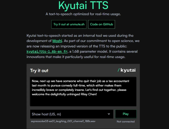 Kyutai TTS – Kyutai Labs开源最新流式文本转语音技术